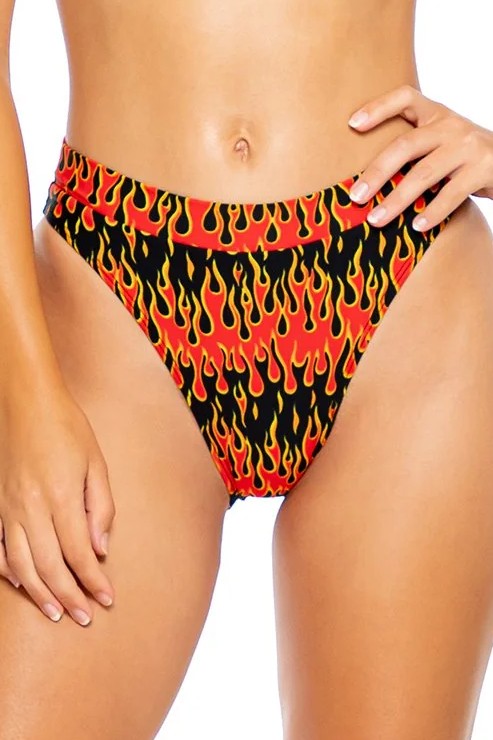 Luli Fama Flame Of Love High Leg Banded Waist Bottom